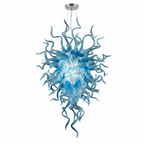 Chihuly Style Blown Glass Chandelier – Ice Blue Handcrafted Art Glass Lighting - BeyPan