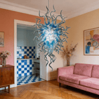 Chihuly Style Blown Glass Chandelier – Ice Blue Handcrafted Art Glass Lighting - BeyPan