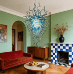 Chihuly Style Blown Glass Chandelier – Ice Blue Handcrafted Art Glass Lighting - BeyPan