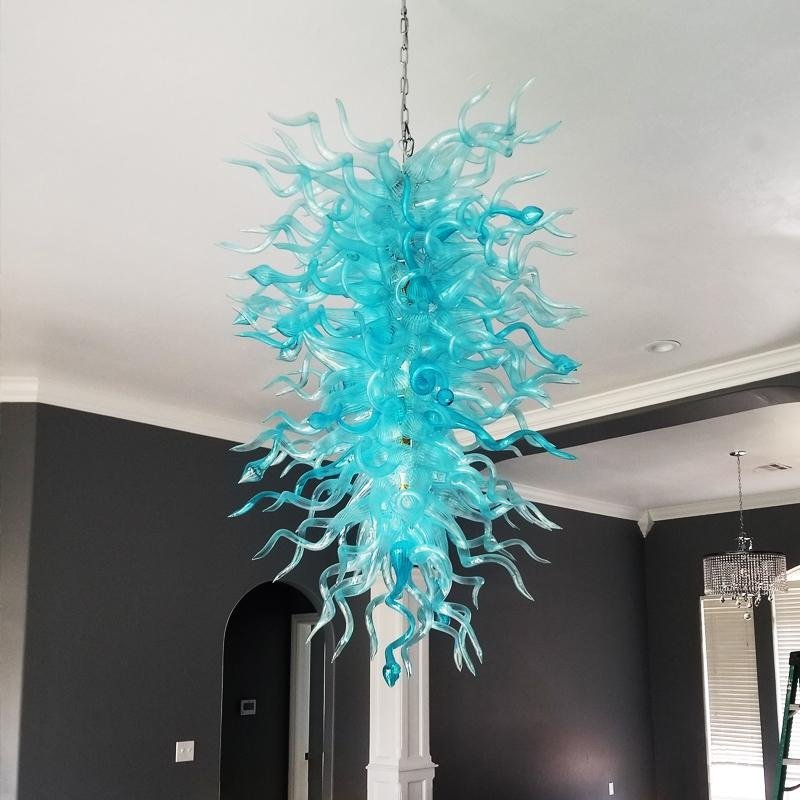 Chihuly Style Blown Glass Chandelier Ocean Blue - BeyPan Hauptbild