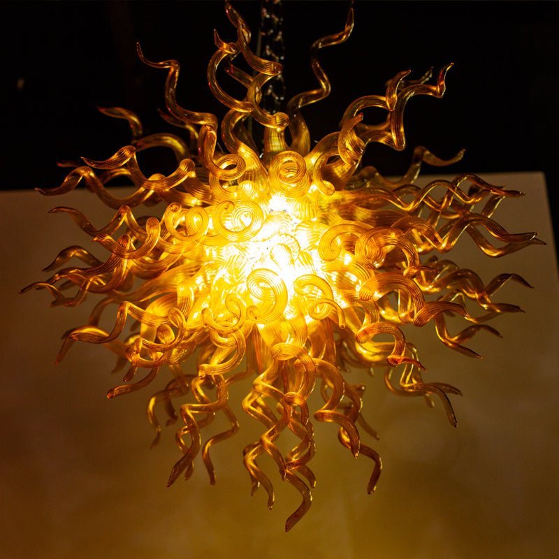 Chihuly Style Blown Glass Chandelier | Spunik Shape Gold Amber Color - BeyPan Hauptbild
