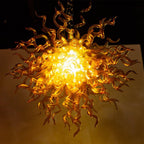 Chihuly Style Blown Glass Chandelier | Spunik Shape Gold Amber Color - BeyPan
