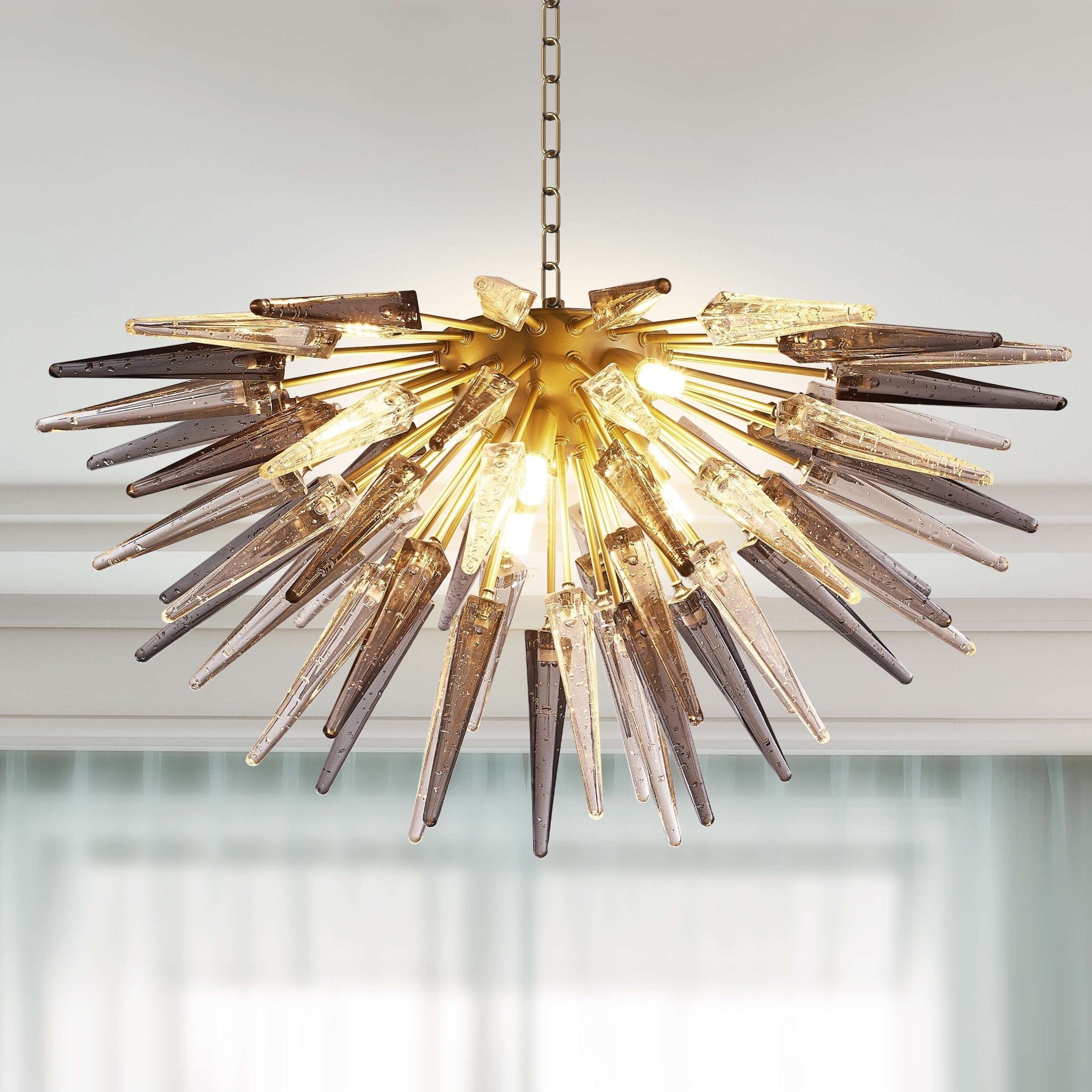 Chihuly Style Blown Glass Chandeliers Clear And Grey Sting Half Sphere Shape - BeyPan Hauptbild