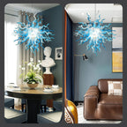Chihuly Style Blue Gray and White Blown Glass Chandelier - BeyPan