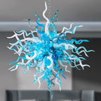 Chihuly Style Blue Gray and White Blown Glass Chandelier - BeyPan