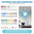 Chihuly Style Blue Gray and White Blown Glass Chandelier - BeyPan