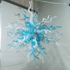 Chihuly Style Blue Gray and White Blown Glass Chandelier - BeyPan