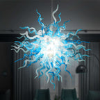 Chihuly Style Blue Gray and White Blown Glass Chandelier - BeyPan