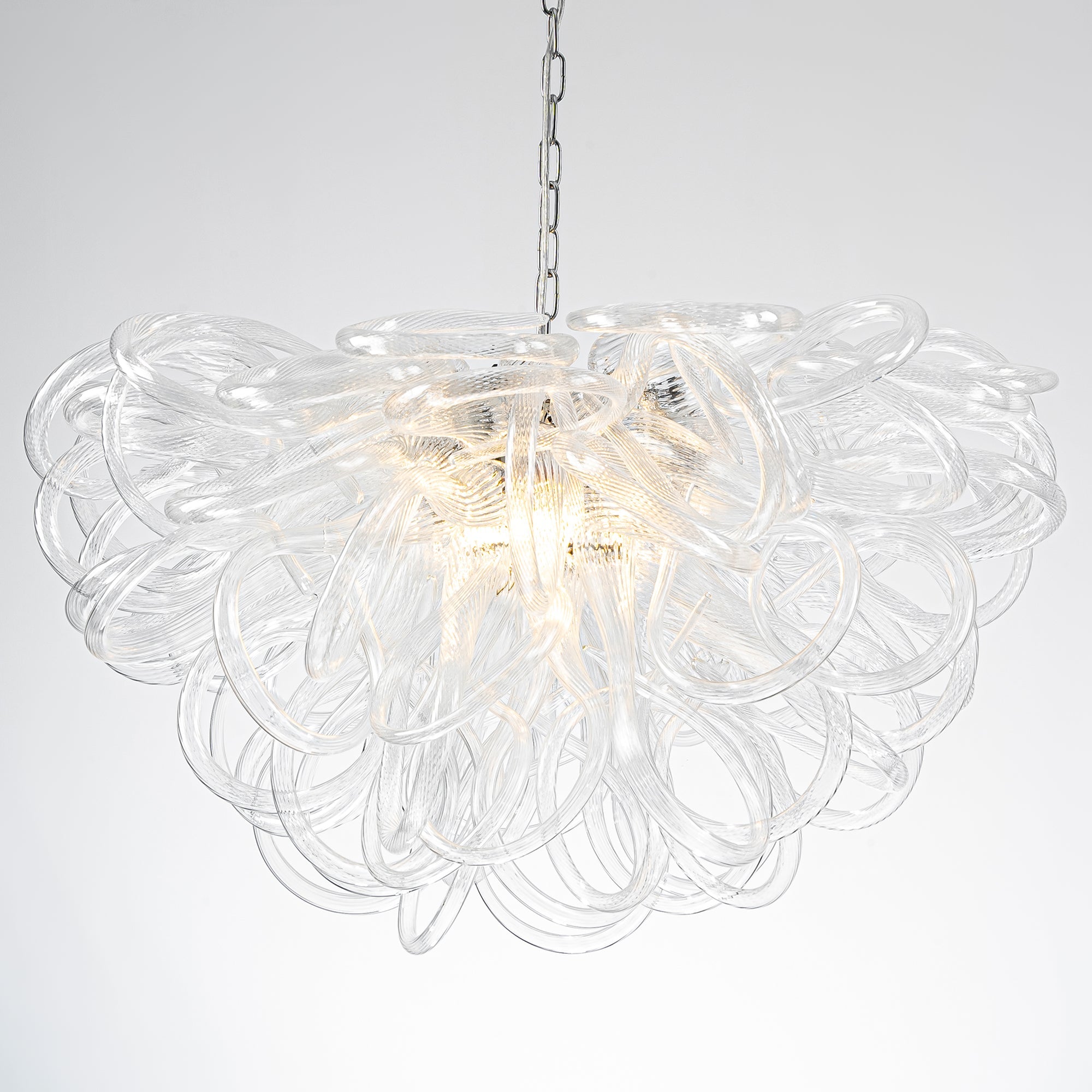Chihuly Style Luxury Hand Blown Glass Chandelier | Clear Glass Lassos - BeyPan