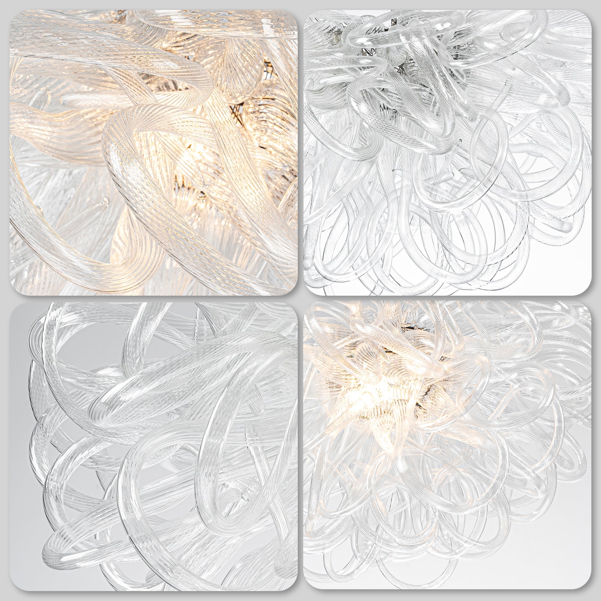 Chihuly Style Luxury Hand Blown Glass Chandelier | Clear Glass Lassos - BeyPan