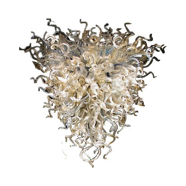Chihuly Style Luxury Large Murano Style Blown Glass Chandelier in Clear And Amber Gold - BeyPan