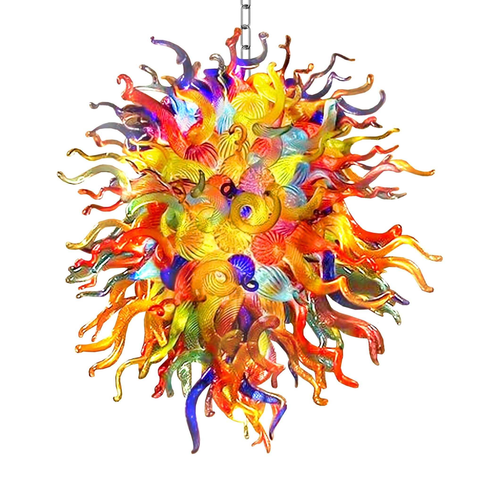 Chihuly Style Multicolor Blown Glass Chandelier – Vibrant Kaleidoscope Art Glass Lighting - BeyPan Hauptbild