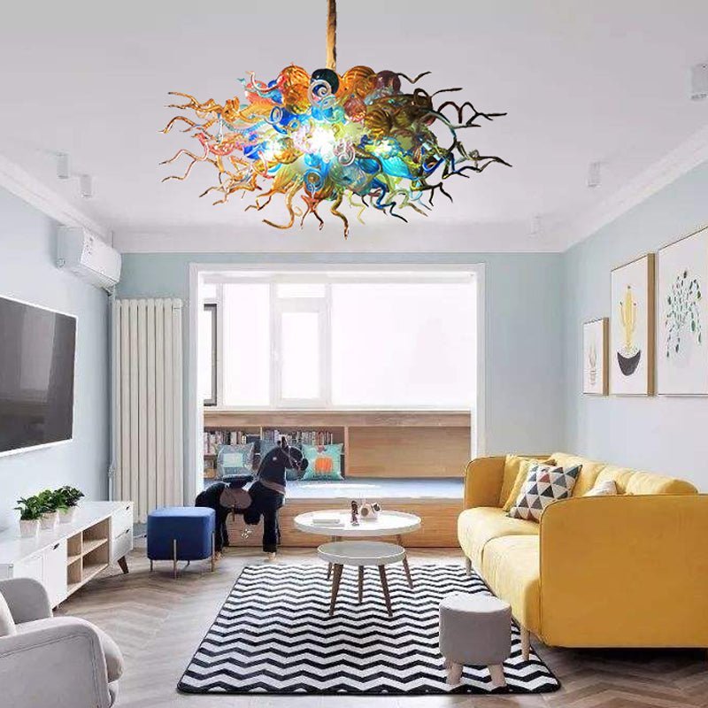 Chihuly Style Multicolor Blown Glass Chandelier-Vibrant Murano Style Glass Zweitbild