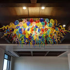 Chihuly Style Multicolor Oval Blown Glass Chandelier – Vibrant Carnival Art Glass Lighting - BeyPan
