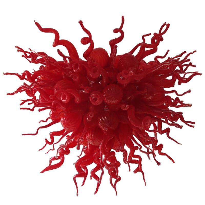 Chihuly Style Red Blown Glass Chandelier – Crimson Bloom Art Glass - BeyPan