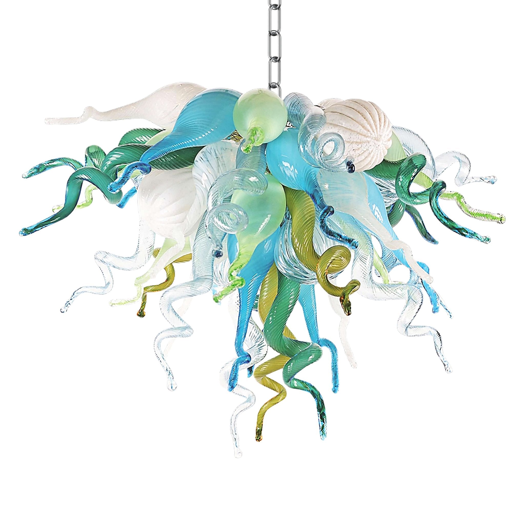Chihuly Style Tranquil Sea Blown Glass Chandelier – Modern Murano Style Art Glass - BeyPan Hauptbild