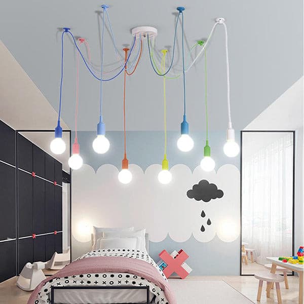 Child's Play Modern Chandelier Multi Colors Wires LED Bulbs - BeyPan