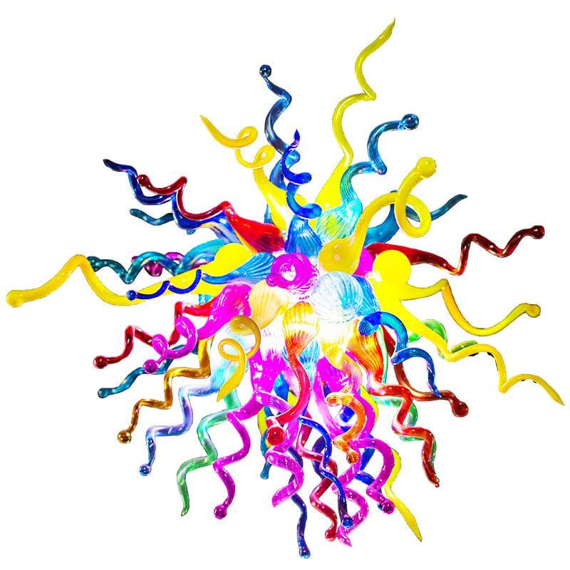 Chromatic Flare Artisan Glass Chandelier - Modern Hand-Blown Multi-Color - BeyPan Hauptbild