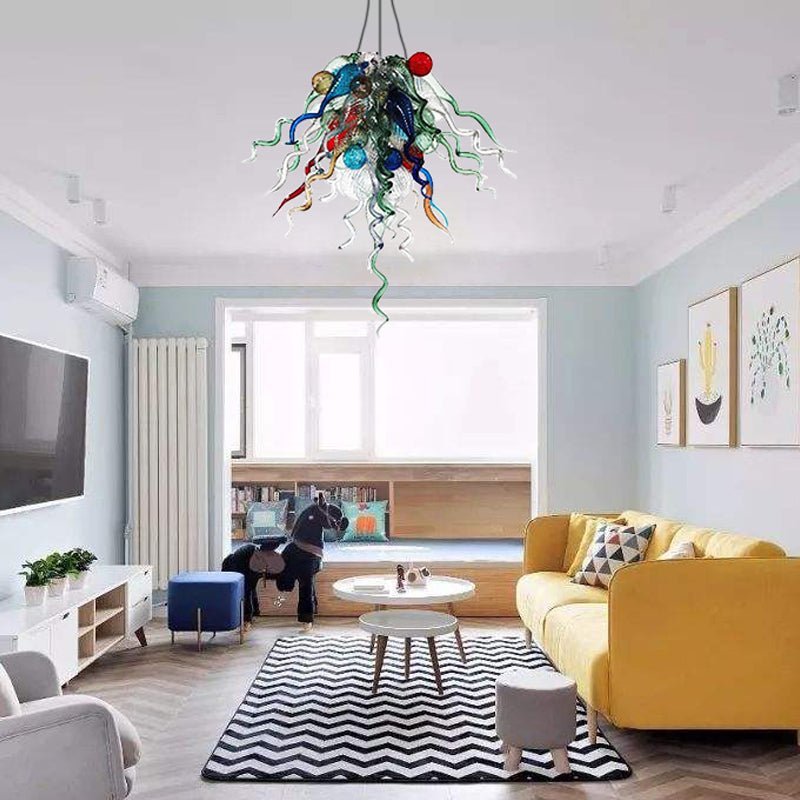 Chromatic Spiral Artisan Glass Chandelier - Vibrant Multi-Color Zweitbild