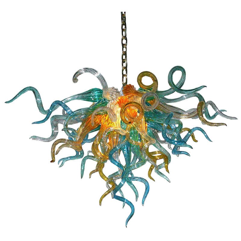 Coastal Azure & Amber Artisan Chandelier - Modern Hand-Blown Glass - BeyPan Hauptbild