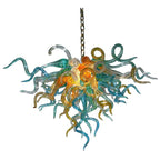 Coastal Azure & Amber Artisan Chandelier - Modern Hand-Blown Glass - BeyPan