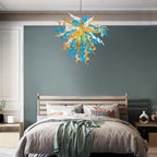Coastal Elegance Murano Chandelier - Blue and Gold Artistic Lighting - BeyPan
