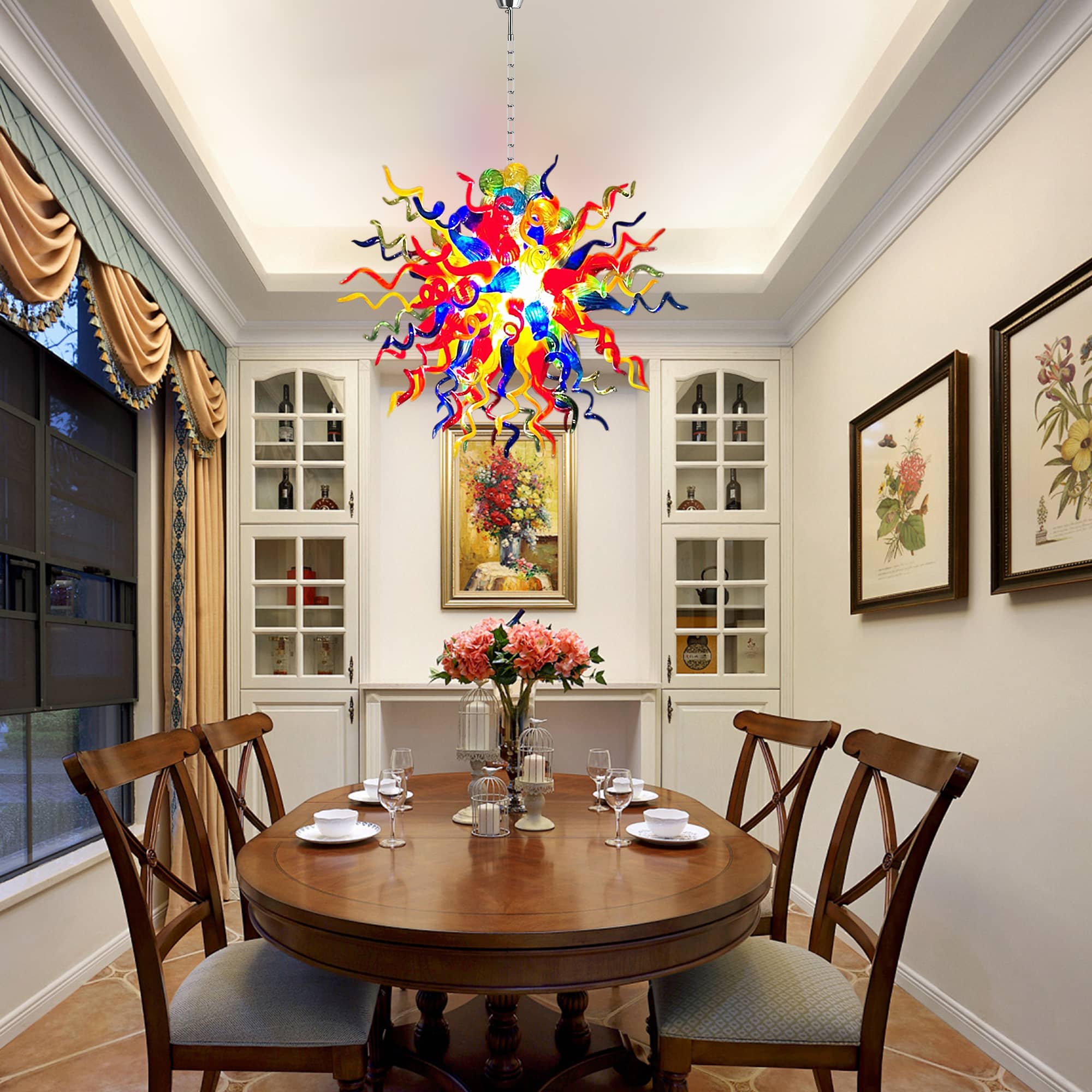 Colorburst Blown Glass Chandelier D36"-A Kaleidoscope of Light and Art - BeyPan