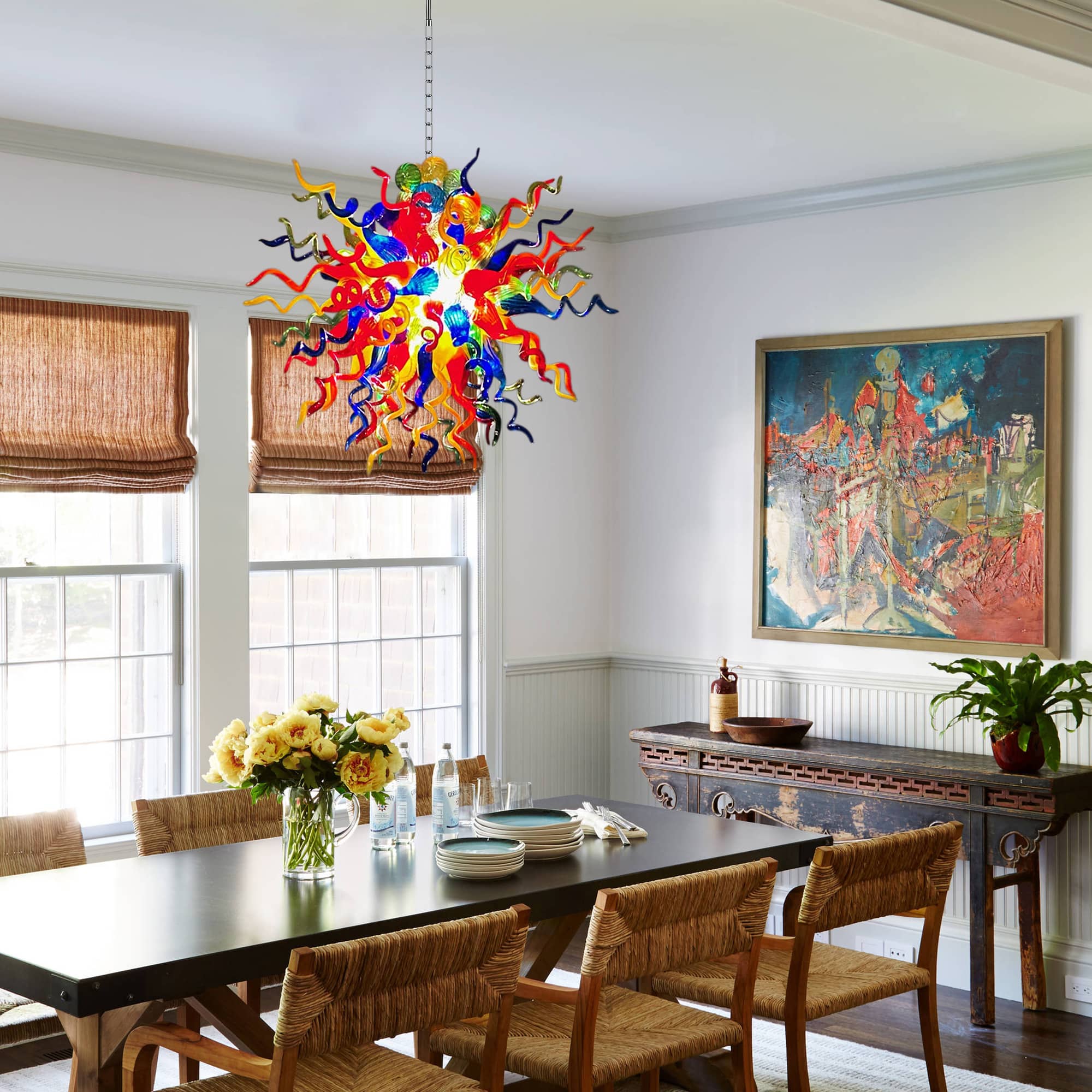 Colorburst Blown Glass Chandelier D36"-A Kaleidoscope of Light and Art - BeyPan