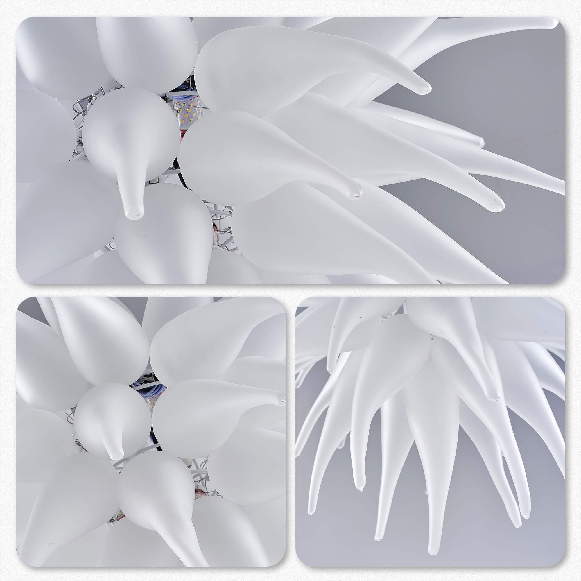 Contemporary Blown Glass Chandelier White Frosted Glass - BeyPan