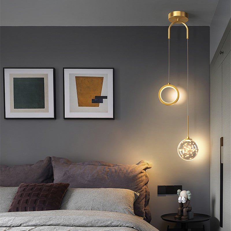 Creative Pendant Light Round Ring Starry Ball Art For Bedside - BeyPan