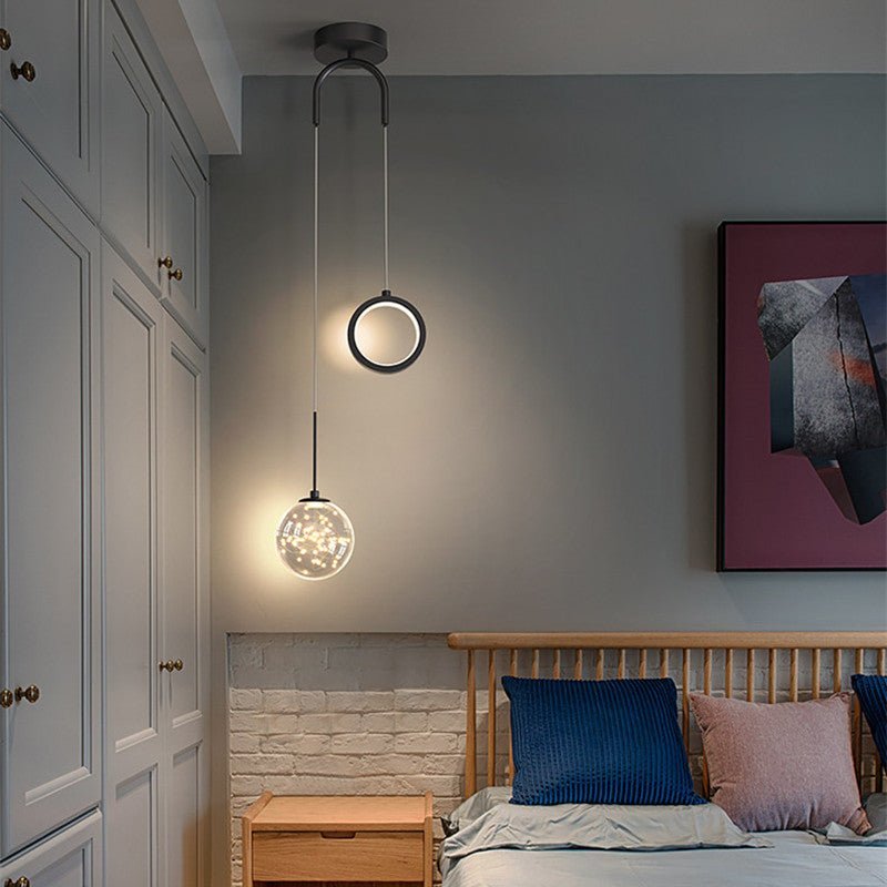 Creative Pendant Light Round Ring Starry Ball Art For Bedside - BeyPan