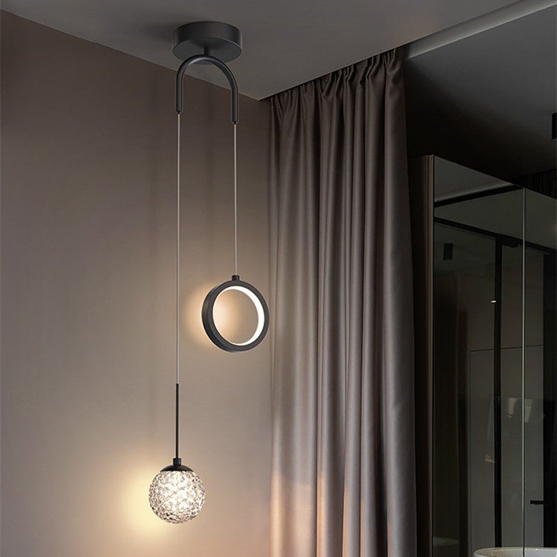 Creative Pendant Light Round Ring Starry Ball Art For Bedside Secondary image