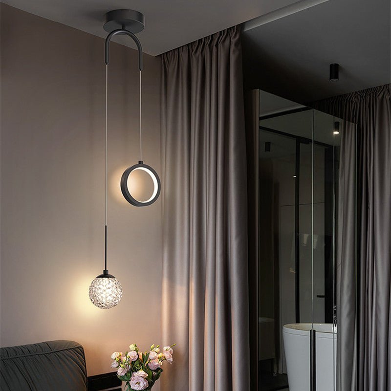 Creative Pendant Light Round Ring Starry Ball Art For Bedside - BeyPan