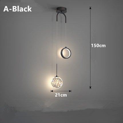 Creative Pendant Light Round Ring Starry Ball Art For Bedside - BeyPan