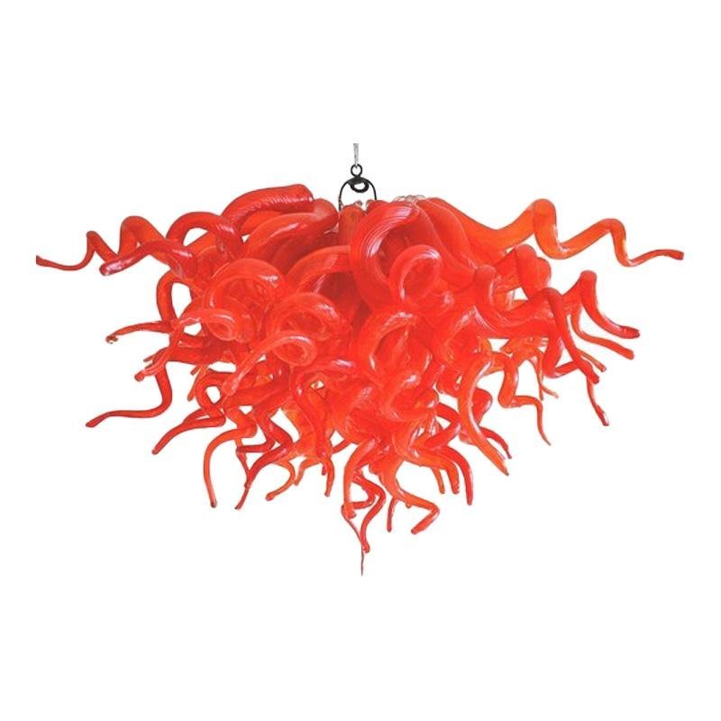 Crimson Flame Artisan Blown Glass Chandelier-Moderate Red Color - BeyPan