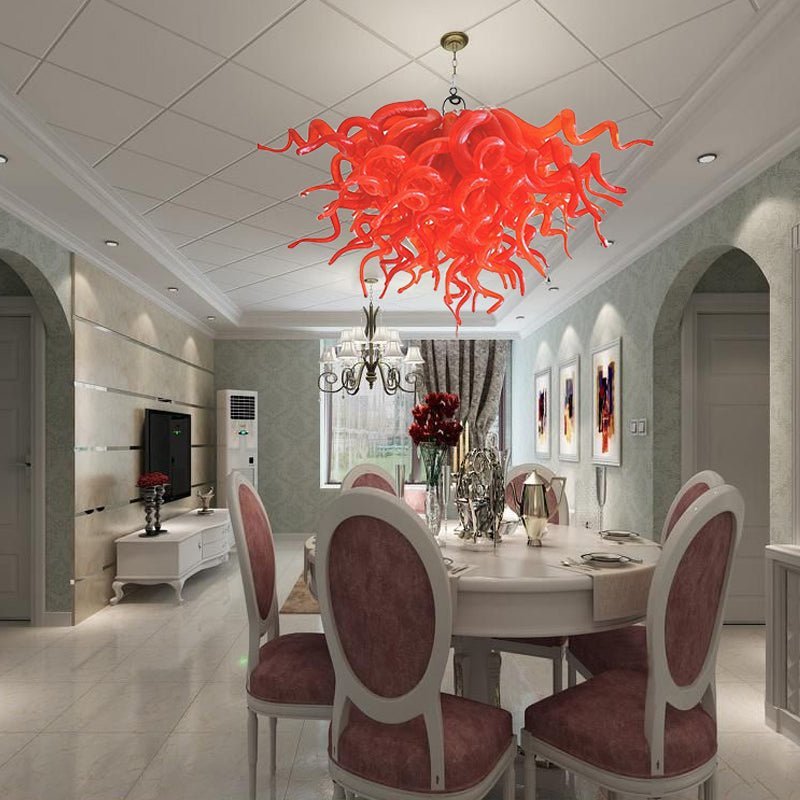 Crimson Flame Artisan Blown Glass Chandelier-Moderate Red Color Zweitbild