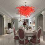Crimson Flame Artisan Blown Glass Chandelier-Moderate Red Color - BeyPan