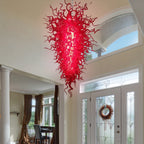 Crimson Murano Blown Glass Chandelier | Large Red Art Light Fixtures - BeyPan