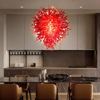 Daring Ruby Red Hand Blown Glass Chandelier - Modern Statement Lighting - BeyPan