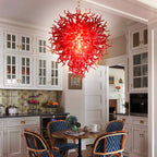 Daring Ruby Red Hand Blown Glass Chandelier - Modern Statement Lighting - BeyPan
