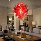 Daring Ruby Red Hand Blown Glass Chandelier - Modern Statement Lighting - BeyPan