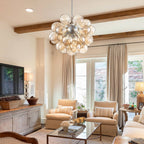 Dark Beige Blown Glass Bubbled Balloon Chandelier Light Brown - BeyPan