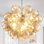 Dark Beige Blown Glass Bubbled Balloon Chandelier Light Brown - BeyPan
