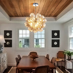 Dark Beige Blown Glass Bubbled Balloon Chandelier Light Brown - BeyPan