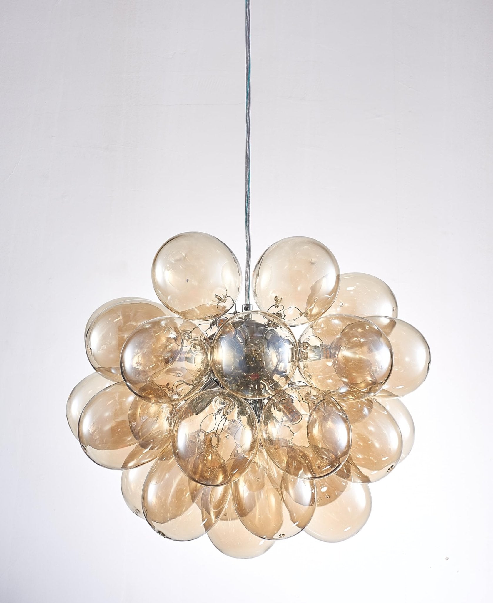 Dark Beige Blown Glass Bubbled Balloon Chandelier Light Brown - BeyPan