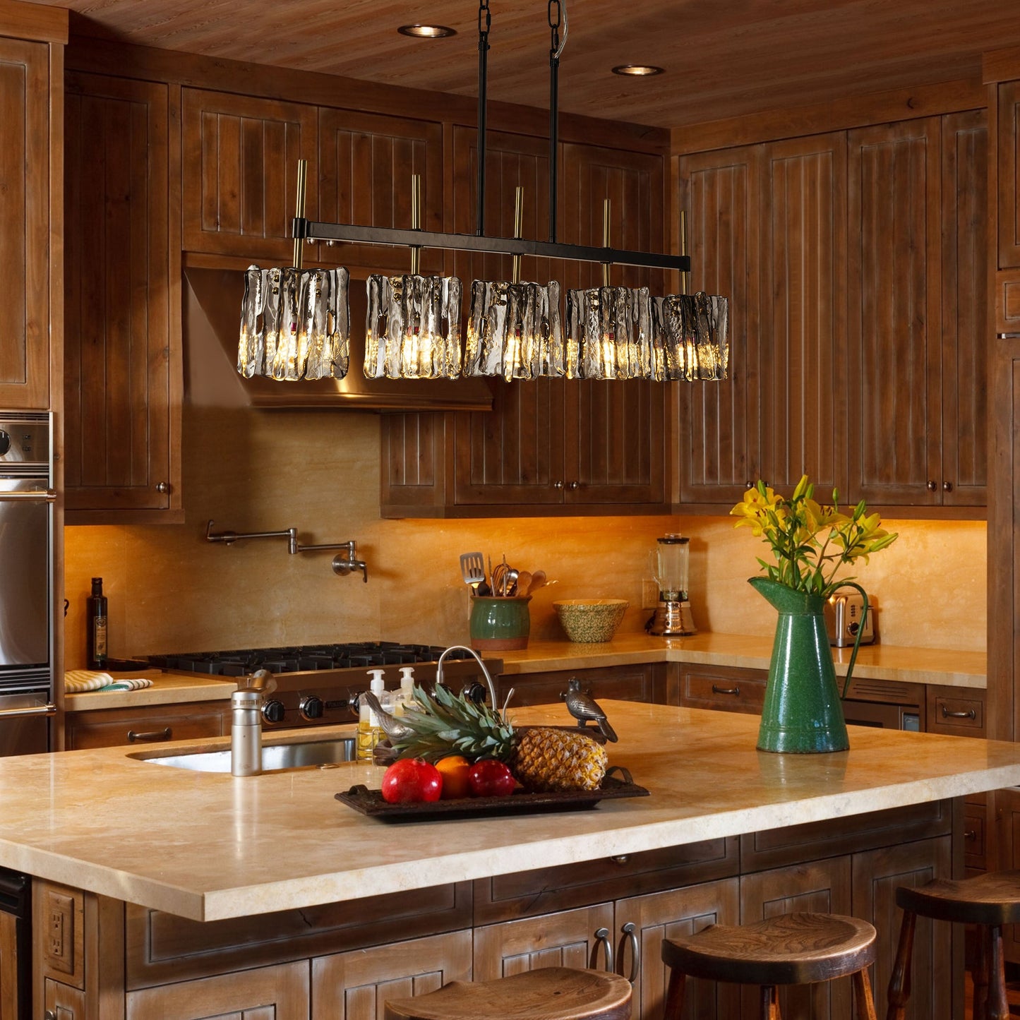 Dark Wood Kitchen Island Pendant Light