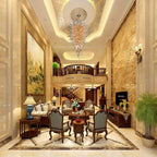 Electroplating Cascade Artisan Chandelier - Modern Hand-Blown Golden Amber Glass - BeyPan