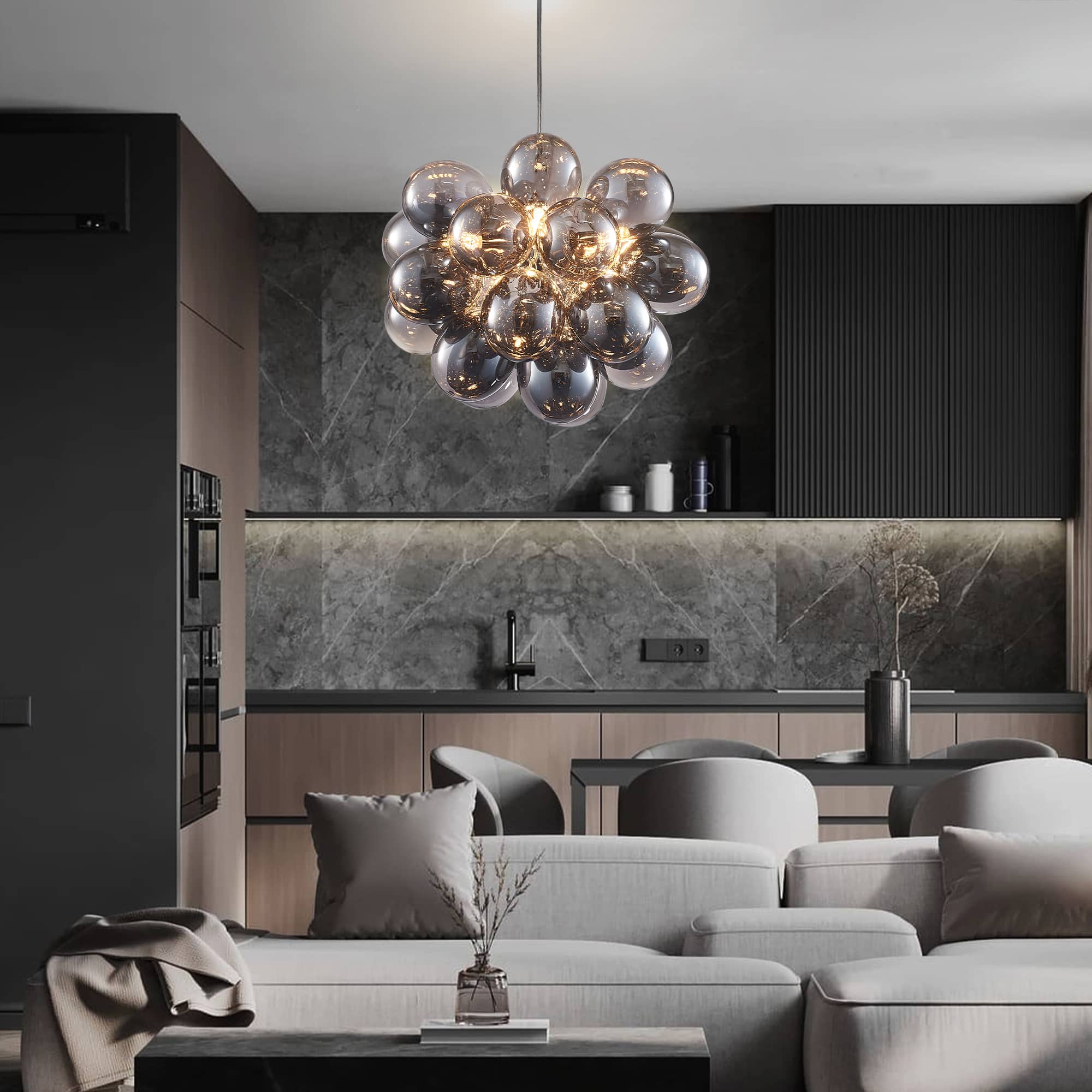Electroplating Grey/Black Bubbles Ball Chandelier Beypan - BeyPan