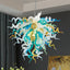Elegant Murano Style Hand-Blown Glass Chandelier - Vibrant Mint, Teal, and Yellow Art Lighting - BeyPan