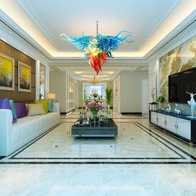 Elemental Fusion Murano Style Glass Chandelier - Vibrant Red Clear and Blue Zweitbild